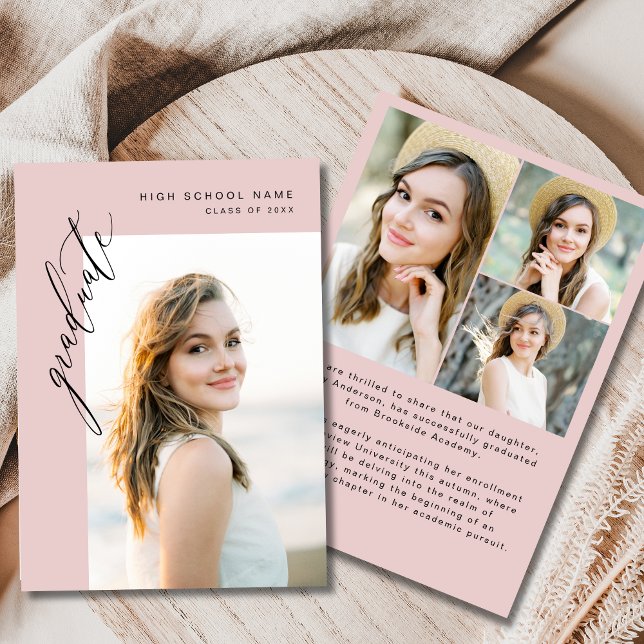 Modern Pink Photo Graduation Announcement (Creator Uploaded)