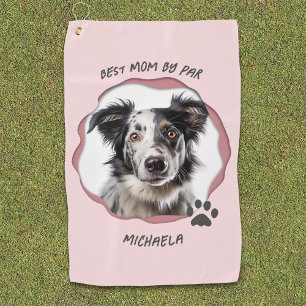 Modern Pink Photo Pet Dog Best Mum  Golf Towel