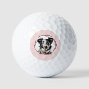 Modern Pink Photo Pet Dog Personalised Golf Balls
