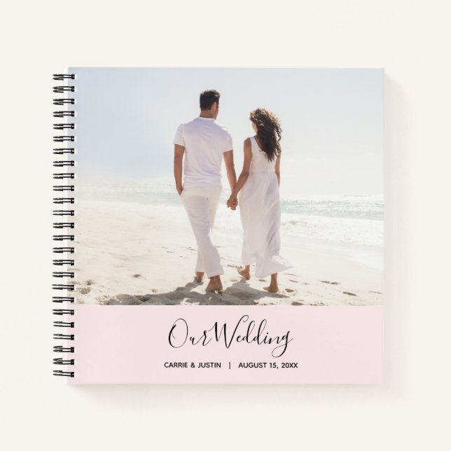Modern Pink Photo Wedding Guest Book (Front)