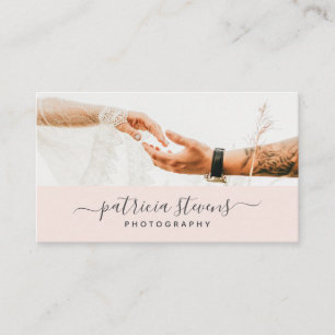 Modern pink photographer script typography photo business card