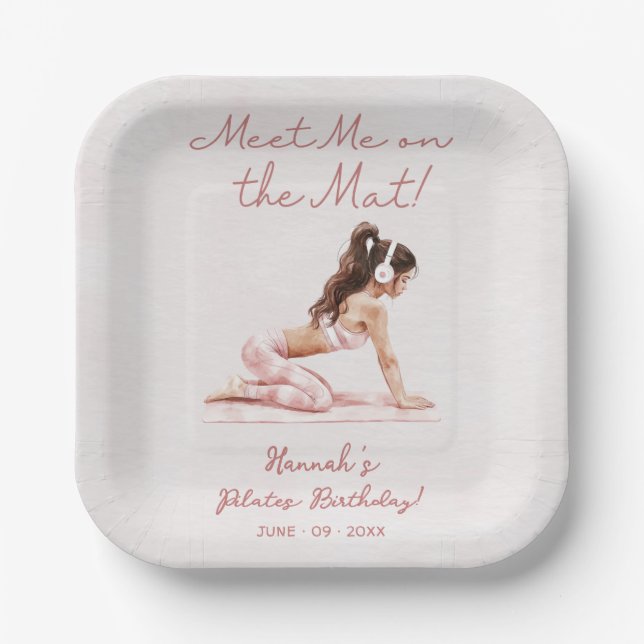 Modern Pink Pilates Princess Birthday Party  Paper Plate (Front)