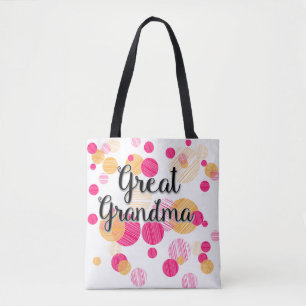 Modern Pink  Polka-Dot Great-Grandma Design Tote Bag