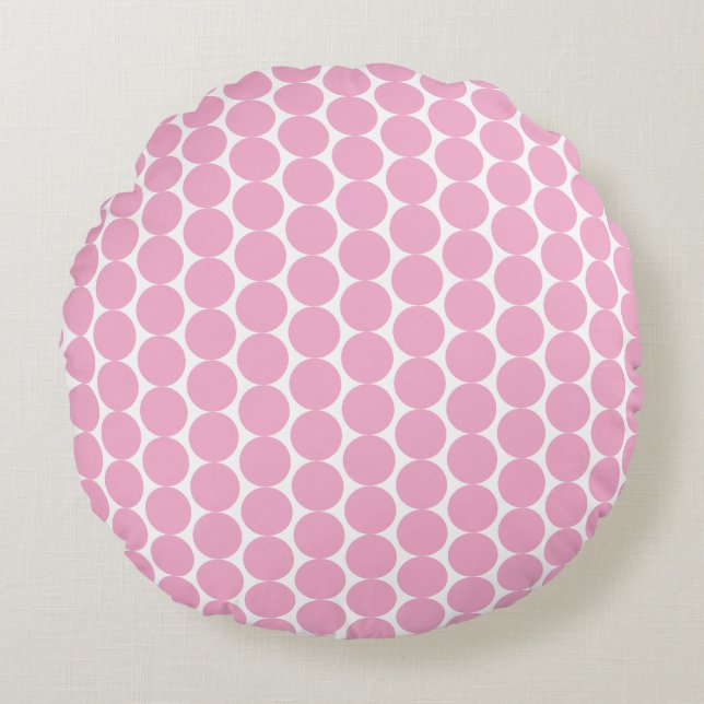 Modern Pink Polka Dot Lumbar Pillow – Minimalist W (Front)