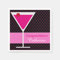 Modern Pink Polka Dot Martini Congratulation Party