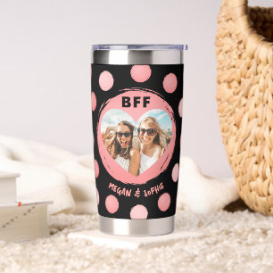 Modern Pink Polkadot BFF Best Friend Photo Insulated Tumbler