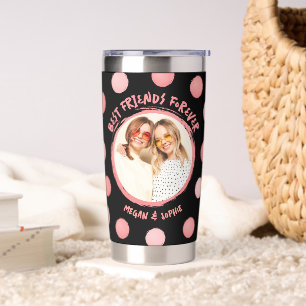 Modern Pink Polkadot BFF Best Friend Photo Insulated Tumbler