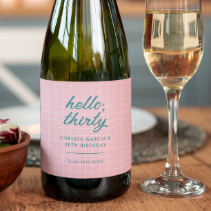 Modern Pink Pool Party Birthday Sparkling Wine Label