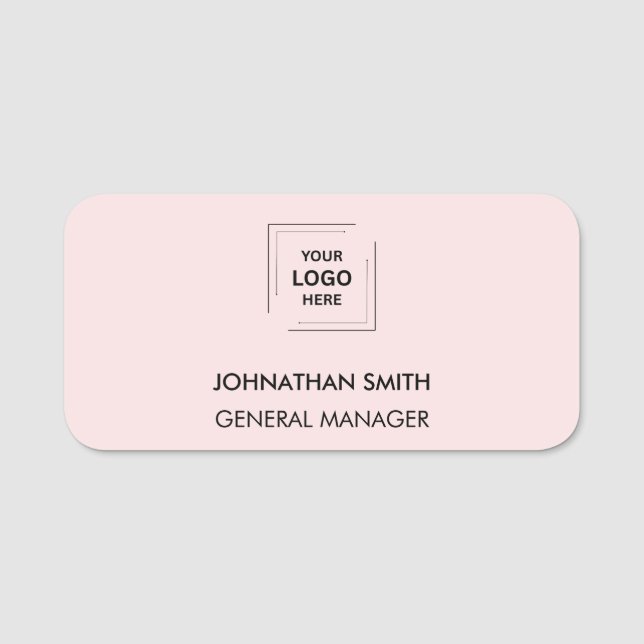 Modern Pink Professional Staff Identity Name Tag (Front)