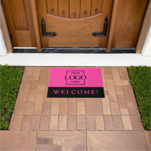 Modern Pink Promotional Business Logo Door Mat