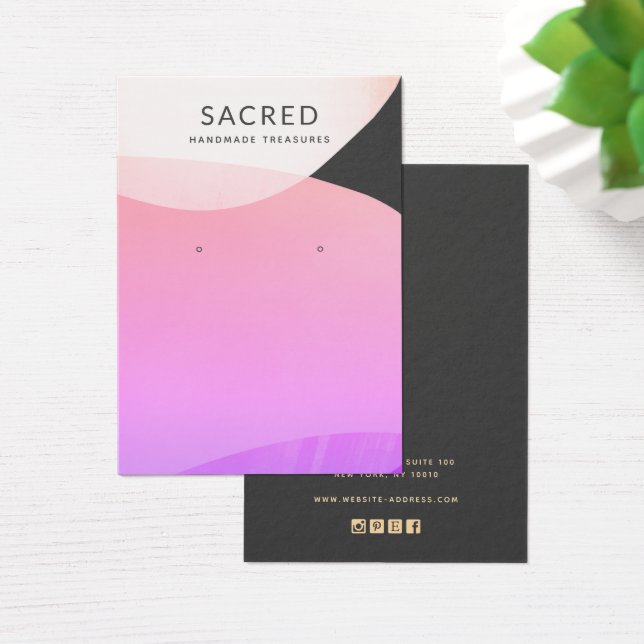 Modern Pink Purple Abstract  Earring Display (Desk)