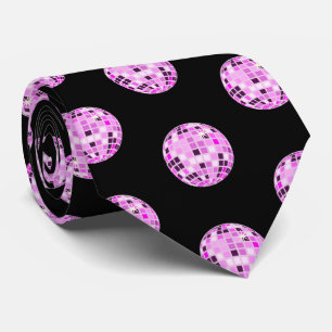 Modern Pink Purple Disco Ball Pattern Black Tie