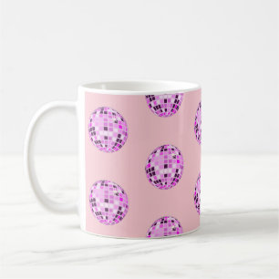 Modern Pink Purple Disco Ball Pattern Pastel Pink  Coffee Mug