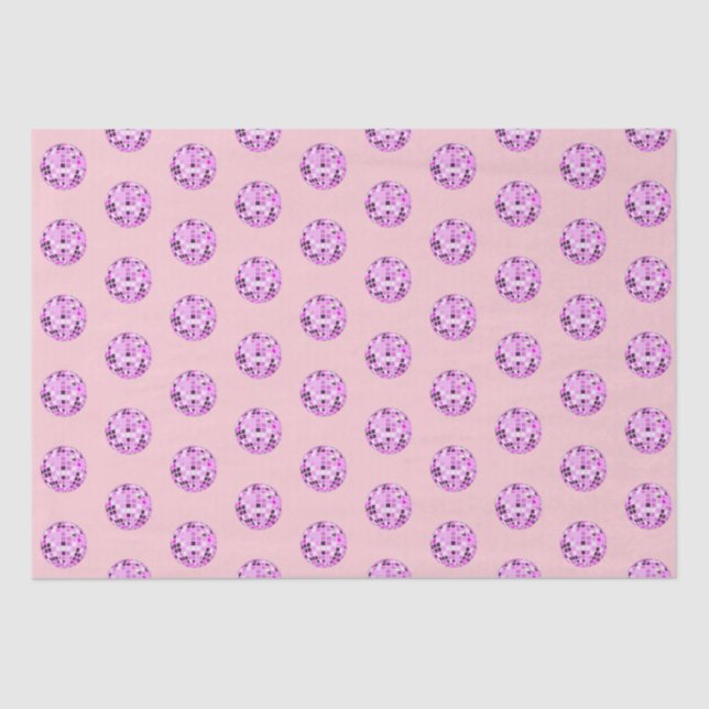 Modern Pink Purple Disco Ball Pattern Pastel Pink  Tissue Paper (Front)