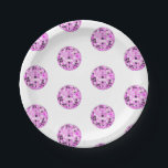 Modern Pink Purple Disco Ball Pattern White Paper Plate<br><div class="desc">Dance,  dance! Evergreen disco mirrorball design for every dancing queen. Disco ball illustration pattern pink aesthetic home decor,  party products and gifts.</div>