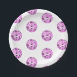 Modern Pink Purple Disco Ball Pattern White Paper Plate<br><div class="desc">Dance,  dance! Evergreen disco mirrorball design for every dancing queen. Disco ball illustration pattern pink aesthetic home decor,  party products and gifts.</div>