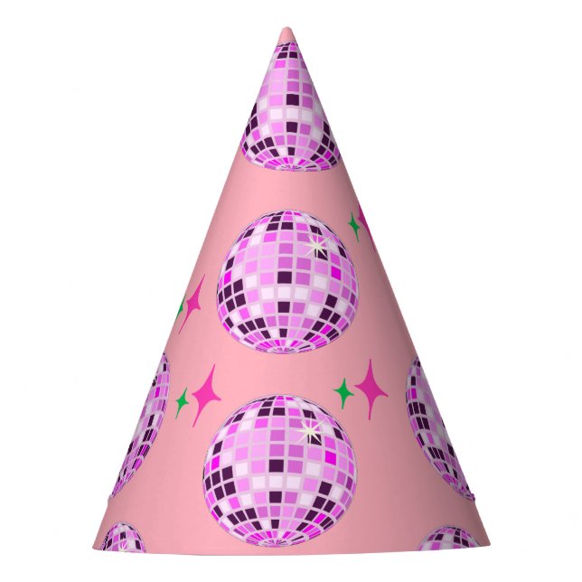 Modern Pink Purple Disco Ball Pink Party    Party Hat (Front)