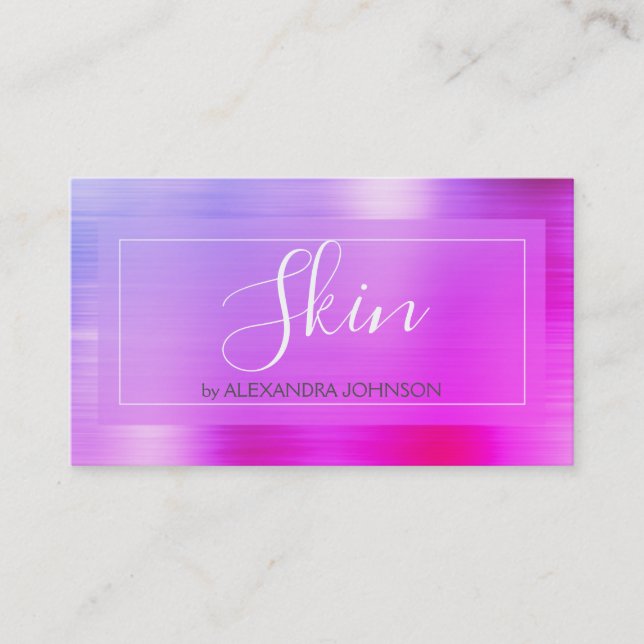 Modern Pink Purple Foil Skin Care Business Card (Front)