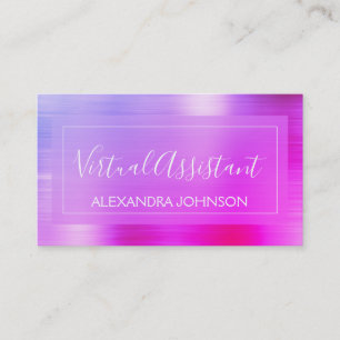 Modern Pink Purple Foil Virtual Assistant Business Card