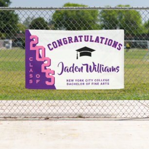 Modern Pink Purple Graduation Class of 2024 Party Banner