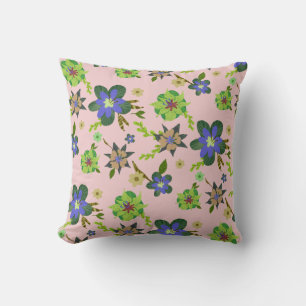 Modern Pink Purple Hibiscus Pattern Cushion