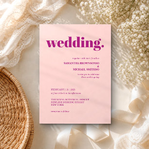 Modern pink purple Minimal Earth Tone Wedding Invitation
