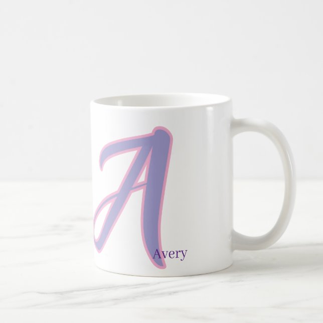 Modern Pink & Purple Monogram Personalized Name A Coffee Mug (Right)