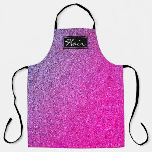 Modern Pink Purple Ombre Glitter Hair Stylist Apron