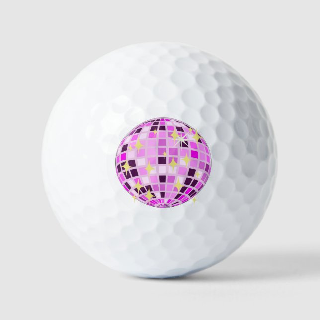 Modern Pink Purple Retro Disco Ball Beige (Front)