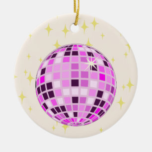 Modern Pink Purple Retro Disco Ball Beige Ceramic Tree Decoration