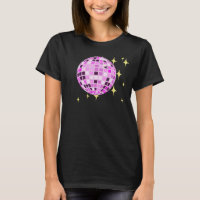 Modern Pink Purple Retro Disco Ball Black