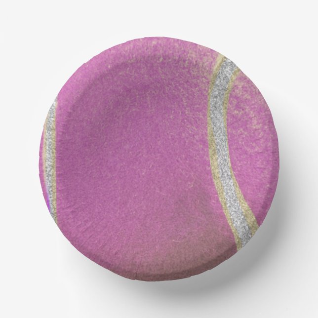 Modern Pink Purple Tennis Ball   Paper Plate (Front)