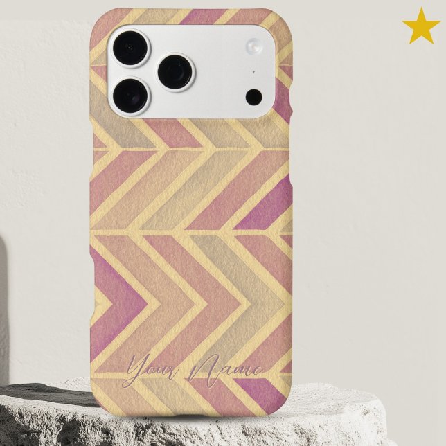Modern Pink Purple Watercolor Zig Zag Custom Name  (Creator Uploaded)
