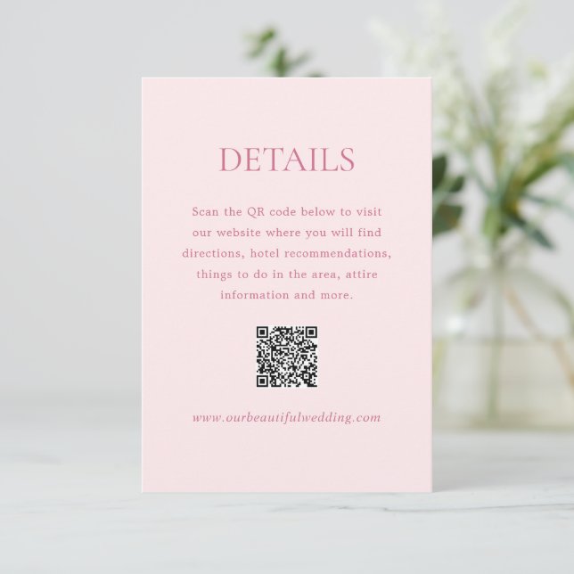 Modern Pink QR Code Elegant Wedding Enclosure Card (Standing Front)