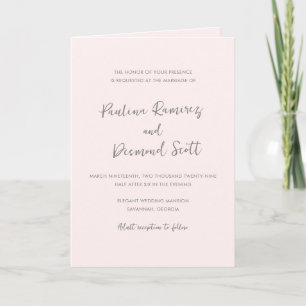Modern Pink QR Code Simple Wedding Invitation