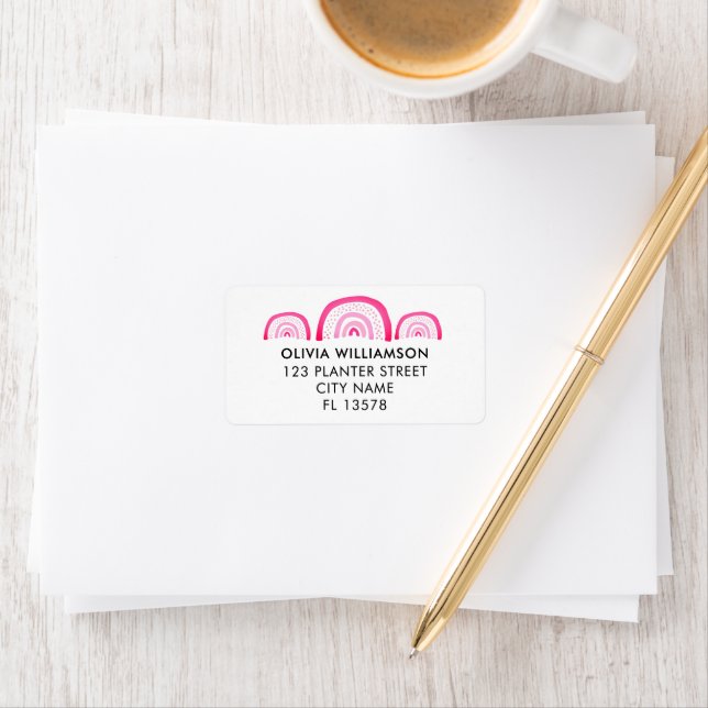 Modern Pink Rainbow address Label (Insitu)