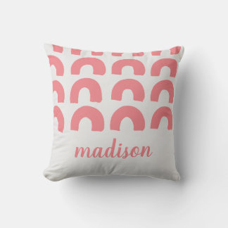 Modern Pink Rainbow Grey Adorable Kids Custom Cushion