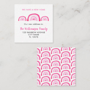 Modern Pink Rainbow Moving House Card
