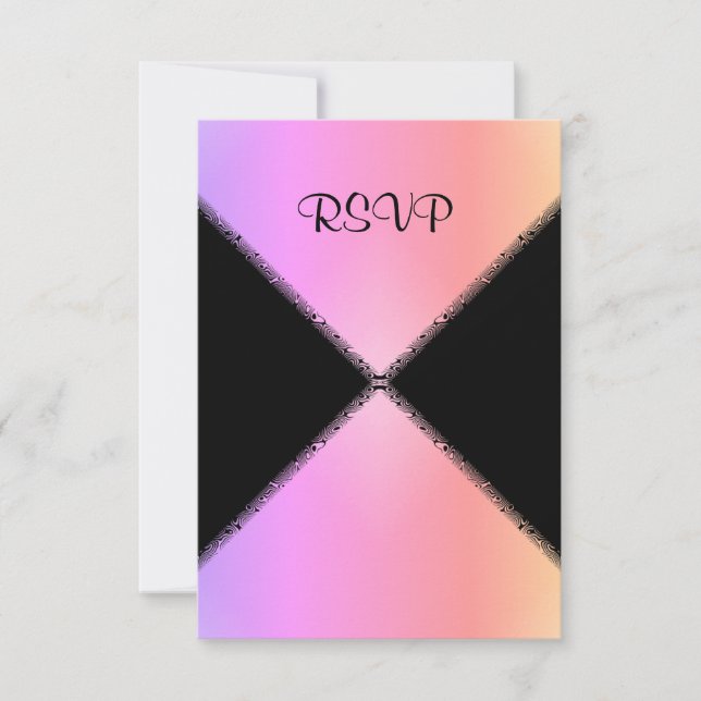modern pink rainbow WEDDING RSVP (Front)