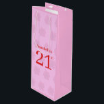 Modern Pink Red 21st Birthday Gift Bag<br><div class="desc">Modern pink and red 21st birthday gift bag. There are many different options for sizes and if you'd like to change the size and the design doesn't look right, please message or email me. This item is part of the modern pink red collection and is a great addition to your...</div>