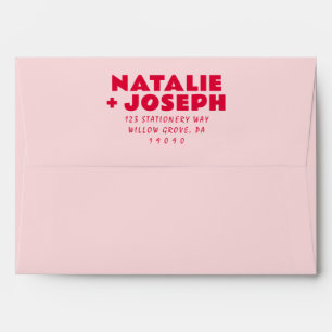 Modern Pink Red Bold Retro Bright Funky Wedding Envelope
