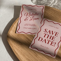 Modern Pink Red Bright Funky Bold Retro Wedding   