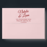 Modern Pink Red Fun Retro Bold Funky Wedding Envelope<br><div class="desc">A retro modern hand written bright colourful wedding envelope. Which features bold  bride and groom's names in deep red and pink background colour. And  personalised return address . Which suits the whole wedding suite.</div>