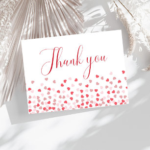 Modern Pink Red Hearts Baby Shower Thank You Card