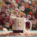 Modern Pink & Red Lipstick Pattern Girly With Name Coffee Mug<br><div class="desc">Modern Pink & Red Lipstick Pattern Girly With Name</div>