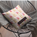 Modern Pink & Red Lipstick Pattern Girly With Name Cushion<br><div class="desc">Modern Pink & Red Lipstick Pattern Girly With Name</div>