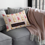 Modern Pink & Red Lipstick Pattern Girly With Name Decorative Cushion<br><div class="desc">Modern Pink & Red Lipstick Pattern Girly With Name</div>