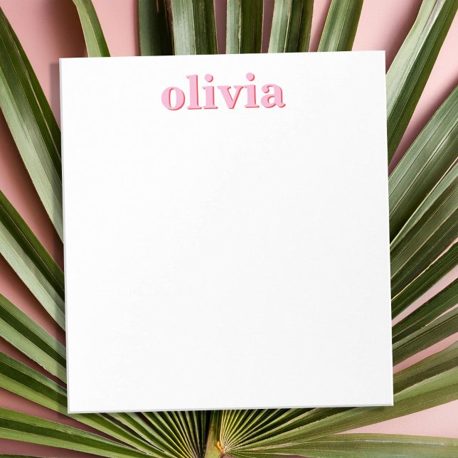 Modern Pink Red Personalised Name Notepad (Creator Uploaded)