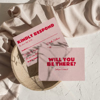 Modern Pink & Red Retro Fun Bold Unique Wedding