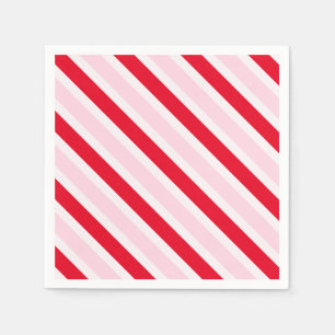 Modern Pink Red Stripes Christmas Napkin